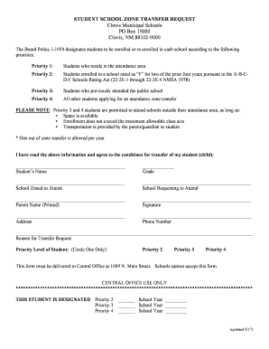 Transfer Request Clovis Municipal School District  Form
