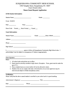 SUSQUEHANNA COMMUNITY HIGH SCHOOL  Form