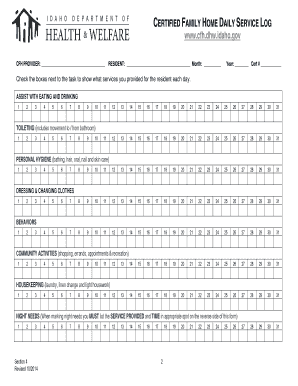 CFH Manual Idaho Department of Health and Welfare State of Idaho  Form