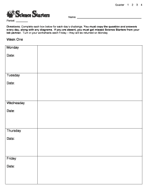 Science Starters  Form