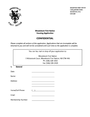 WFN Housing Application Woodstock First Nation  Form