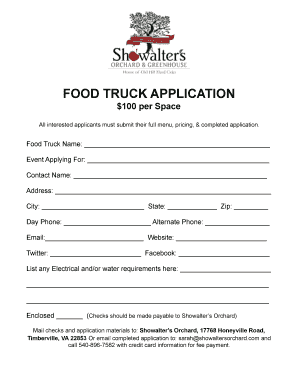 Food Truck Application  Form