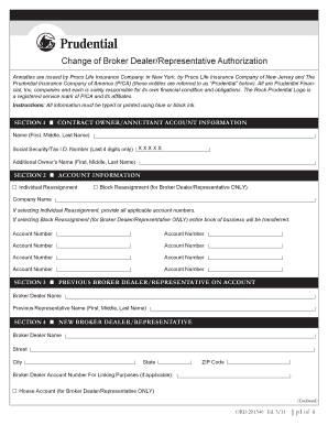 Change of Broker DealerRepresentative Authorization  Form