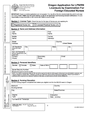 Oregon Application for LPNRN  Form