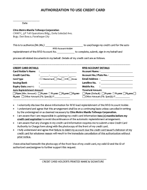 Authorization Letter for Rfid Application  Form