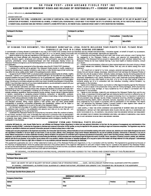 5k Foam Fest Waiver  Form