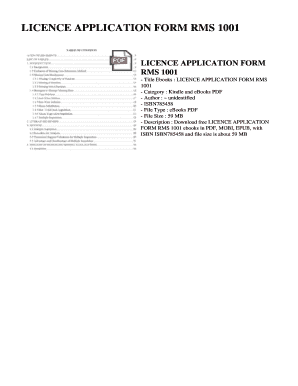 Licence Application Form Rms 1001