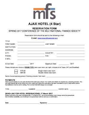 Ajax Hotel Reservation Form PDF Multinational Finance Society