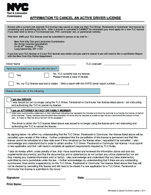  Surrender Tlc License 2017