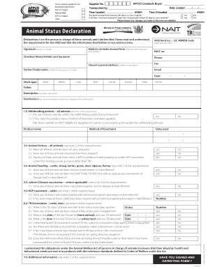 Animal Declaration Form