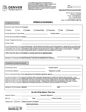  Affidavit of Commissary City and County of Denver 2015