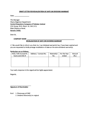 Cheque Revalidation Letter  Form