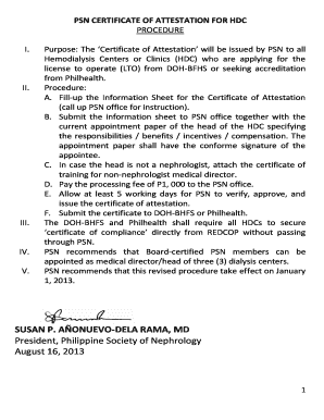 Certificate of Attestation  Form