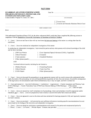  Guardian Ad Litem Home Visit Checklist Virginia 2017-2024