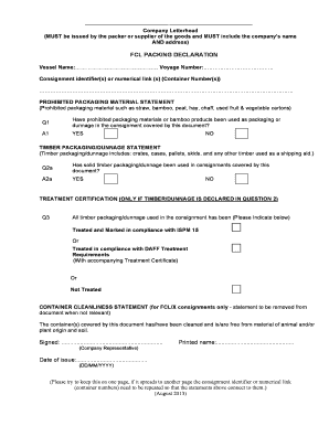 FCL PACKING DECLARATION Signed  Form