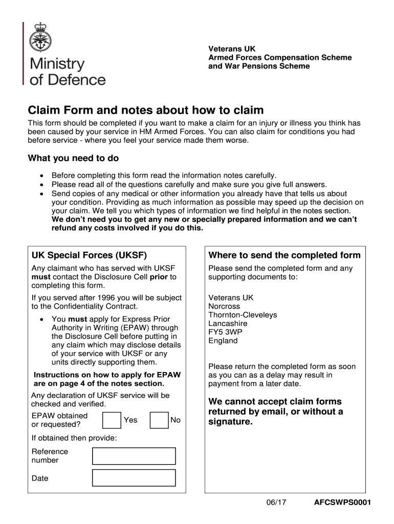  Afcs01 Claim Form 2017