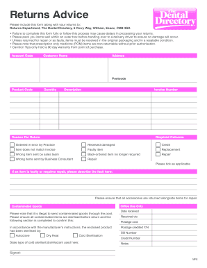 Dental Directory Returns  Form