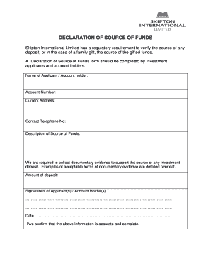  Source of Funds Declaration Sample 2017-2024
