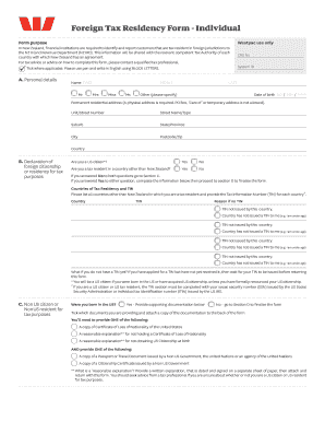 Westpac Foreign Tax Residency Declaration Form