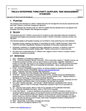 TRS 610 Enterprise Supplier Risk Management T Mobile  Form