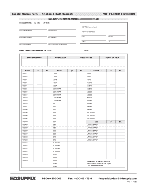 Kitchen &amp; Bath Cabinets Form PDF HD Supply Solutions