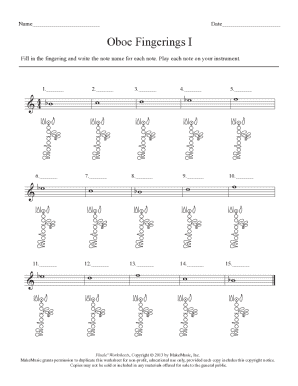 6610 Oboe Fingering Worksheet 1 MrSnell Org  Form