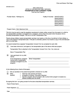 Transportation Consent Form Pathways, Inc