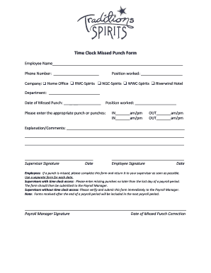 Missed Punch Form Template