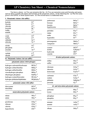 Nomenclature Sheet  Form