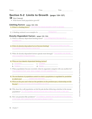 5 2 Limits to Growth Answer Key PDF  Form