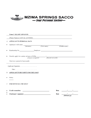 Simple Salary Advance Form