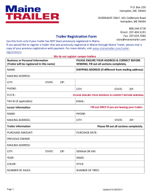 Trailer Registration  Form