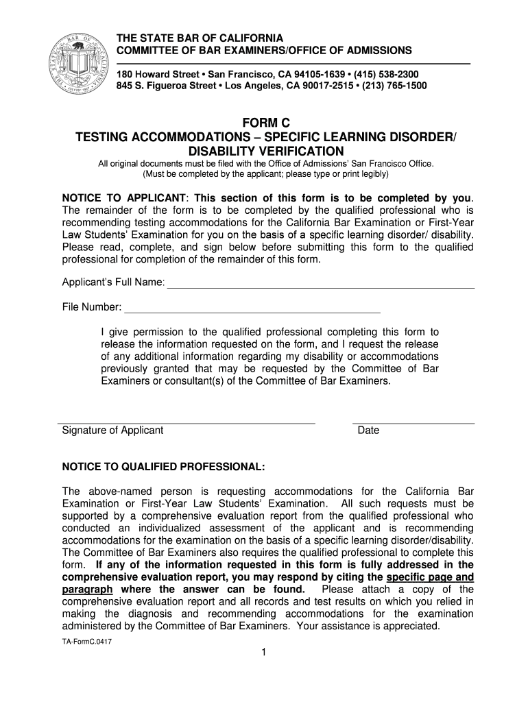 California Specific Disability  Form