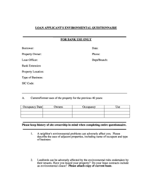 Loan Applicant&#39;s Environmental Questionnaire Mid Penn Bank  Form