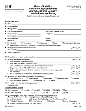 General Liability Insurance Application for Alarm RLI Corp  Form