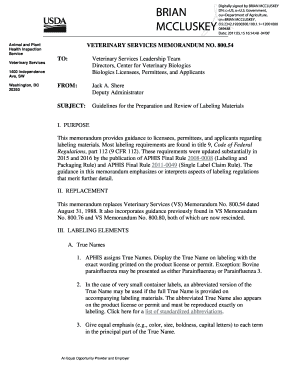 800 54 Revision USDA APHIS  Form