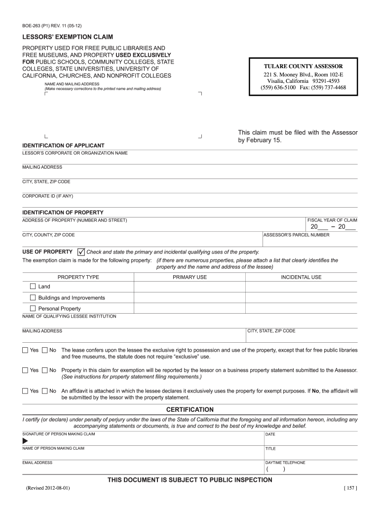  Boe 263 Form 2012-2024