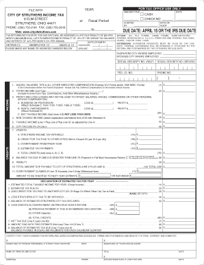City of Struthers Tax Department  Form
