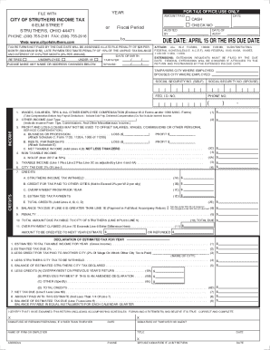 City of Struthers Tax Department  Form