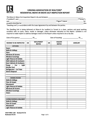  RESIDENTIAL MOVE in MOVE OUT INSPECTION REPORT 2016-2024