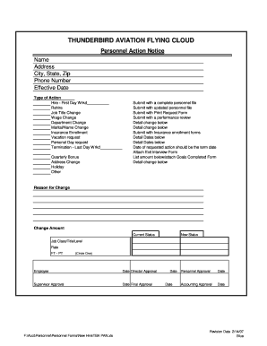 Copy of Personnel Action Notice PAN Xlsx Thunderbird Aviation  Form
