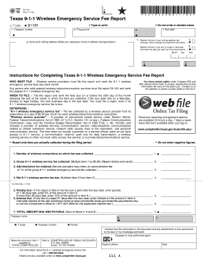 54 103 911 Wireless Emergency Service Fee Report Texas  Form