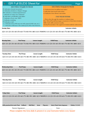 Isr Buds Sheet  Form