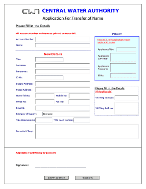Cwa Transfer of Name  Form