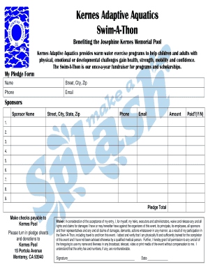 Swim a Thon Pledge Sheet V2 DOC  Form