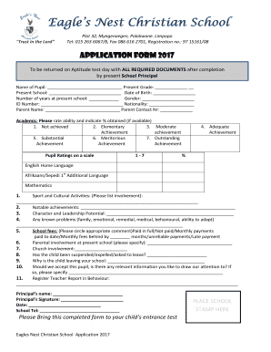 Eagles Nest Christian School  Form