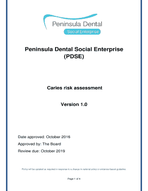 Caries Risk Assessment Form Peninsula Dental Social Enterprise
