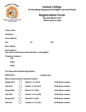  NC Breathing EquipmentFirefighter Survival Registration Form 2017