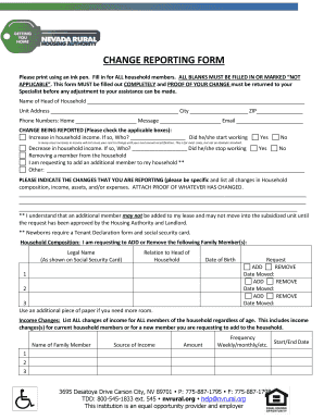  Change Reporting Form Nevada Rural Housing Authority 2017-2024