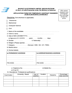 Application Form BEL